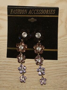 Pink Flower Drop Earrings